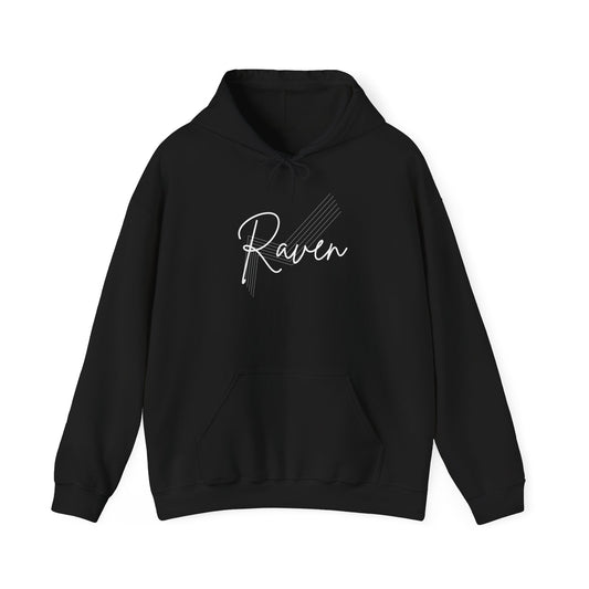 Unisex Heavy Blend™ Hooded Sweatshirt. Striped Logo Raven Hoodie