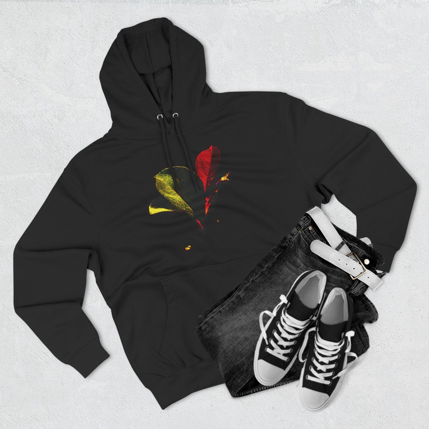 Raven Flower Three-Panel Fleece Hoodie