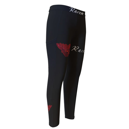 All-Over Black Flower Print Men's Compression Pants