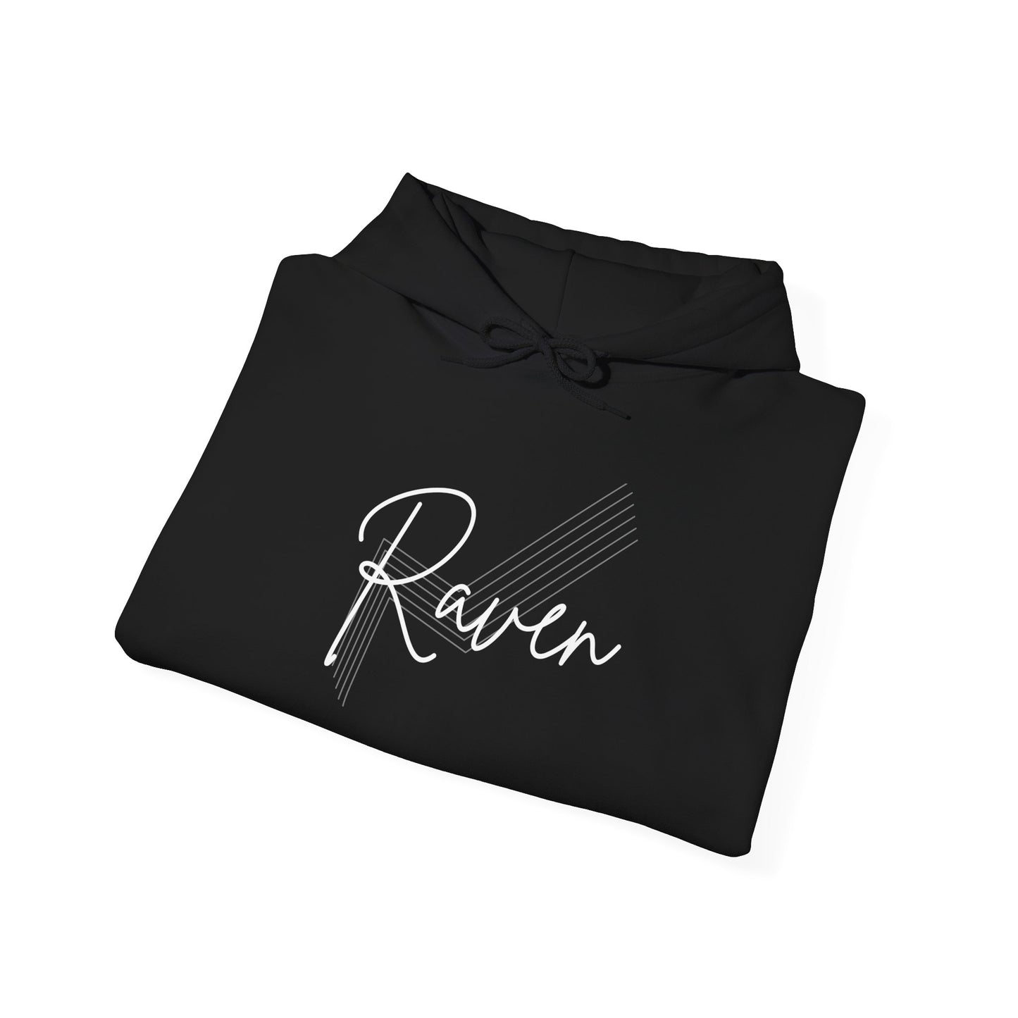 Unisex Heavy Blend™ Hooded Sweatshirt. Striped Logo Raven Hoodie